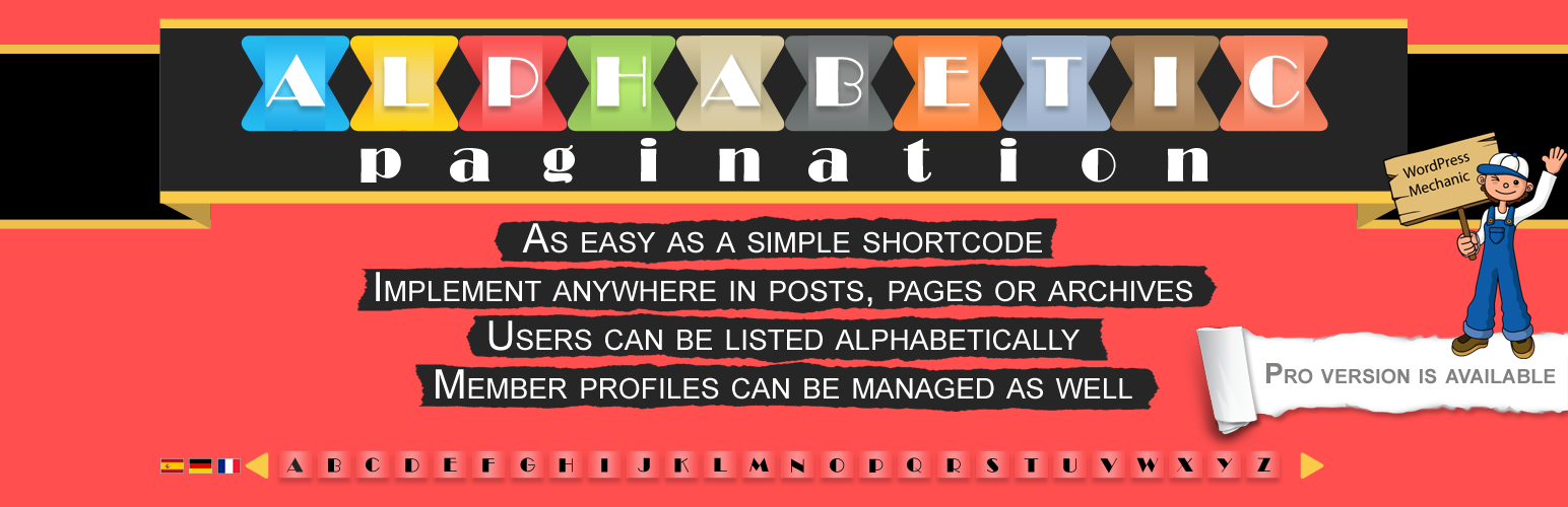 alphabetic pagination