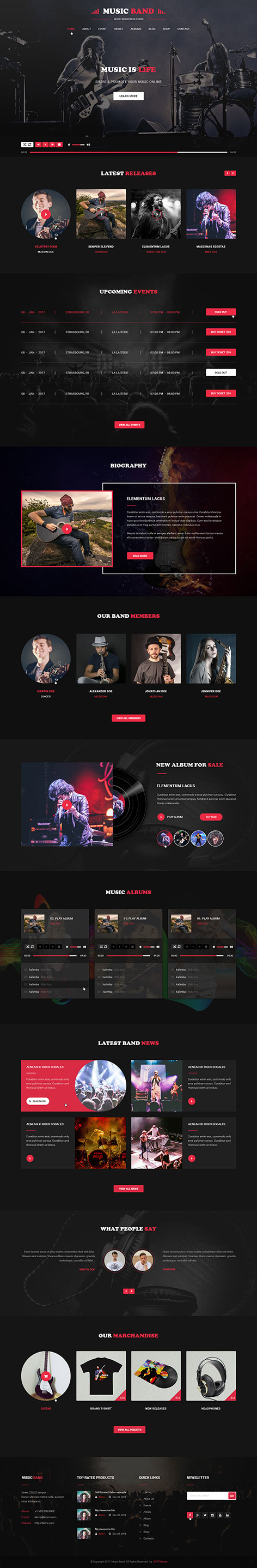 Music Producer WordPress theme for music producers bands albums song