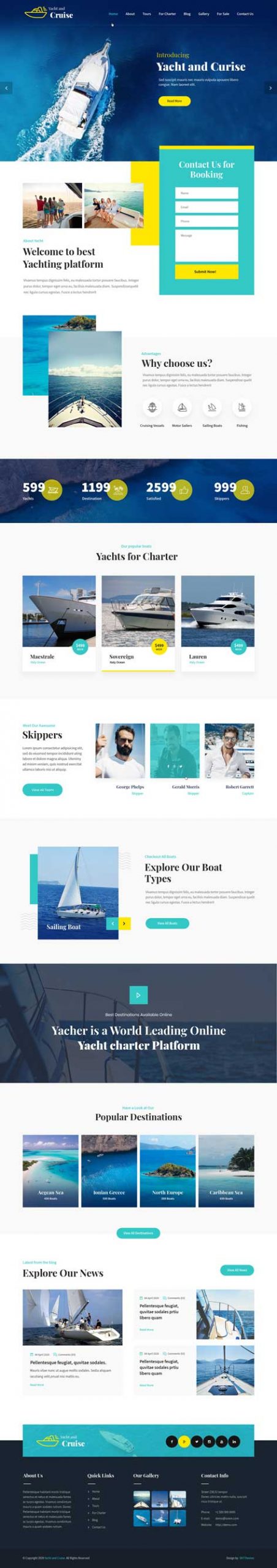 Yacht and Cruise WordPress theme for luxury cruise travel websites | SKT