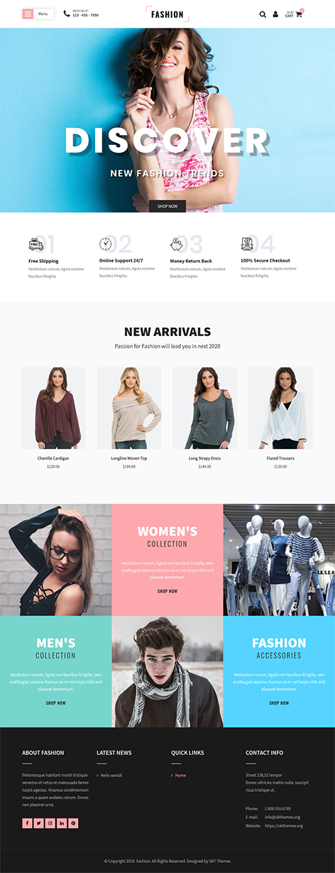 Free Fashion WordPress theme 4 clothes store boutique catalogue lifestyle