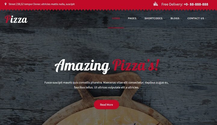 Free Pizza WordPress theme