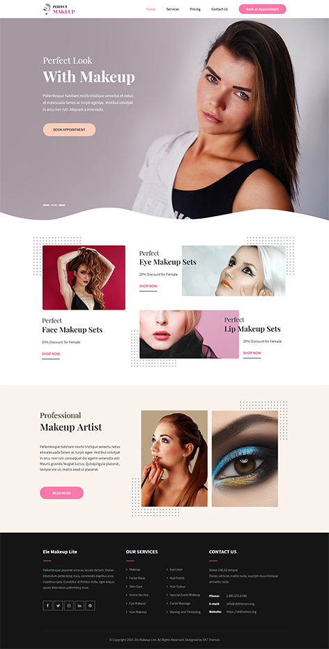 Free Beauty WordPress theme 4 makeup salon spa cosmetics hairdresser