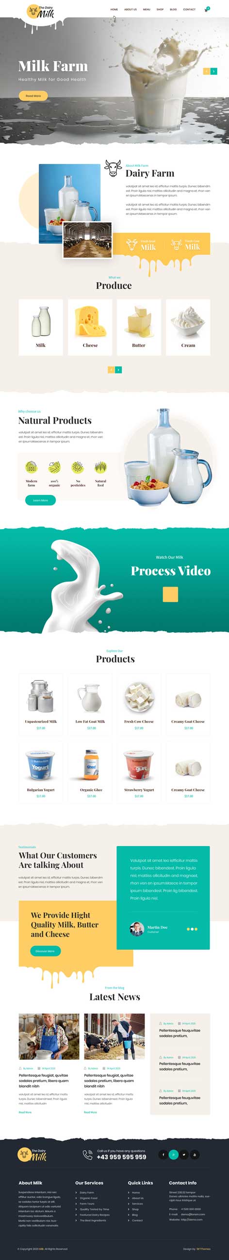 Dairy Farm WordPress theme for milk poultry production and preservation