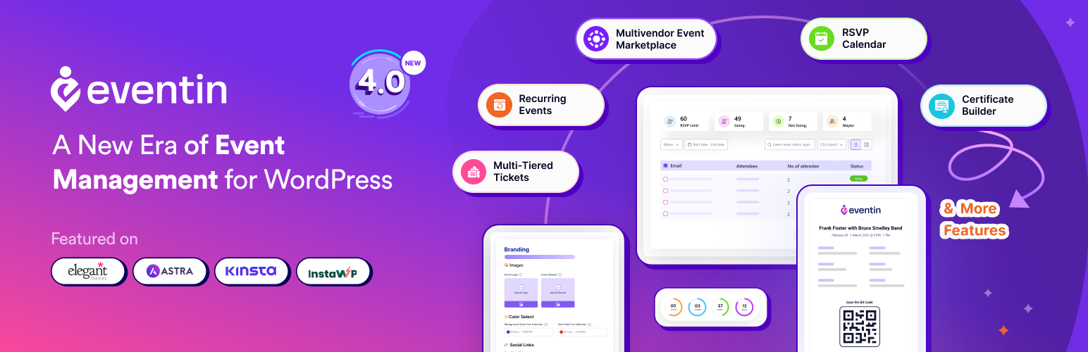 event manager, events calendar, tickets, registrations – eventin