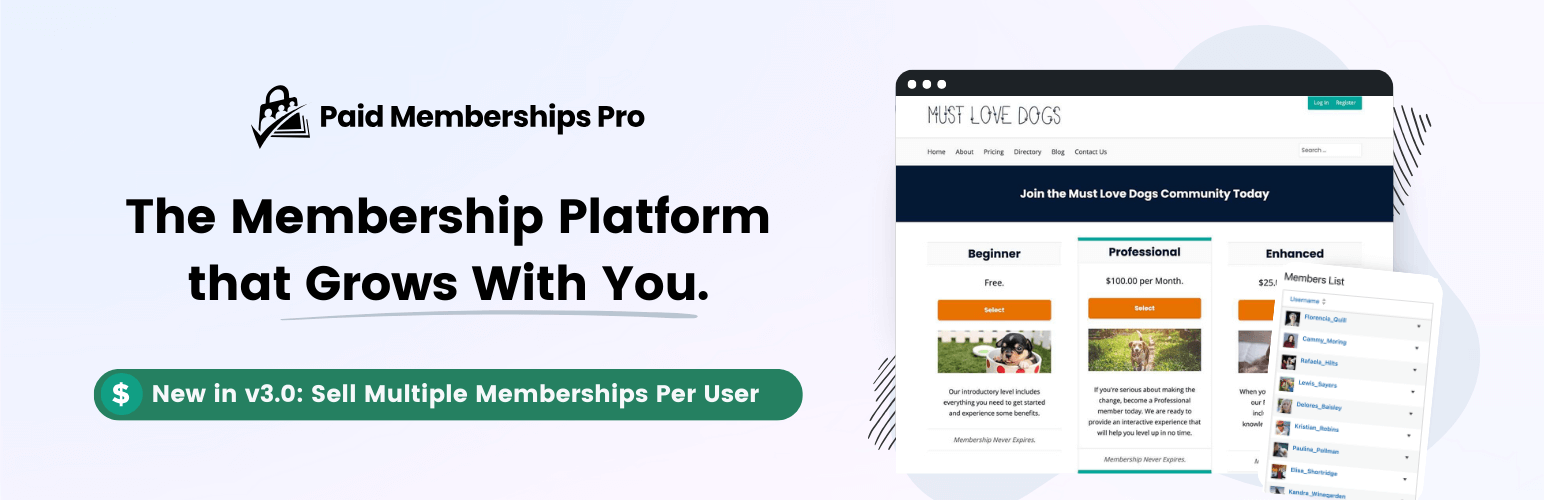 paid memberships pro – content restriction, user registration, & paid subscriptions