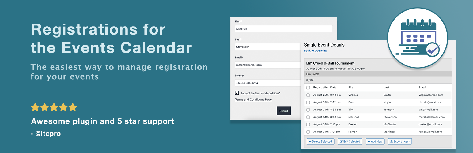 registrations for the events calendar – event registration plugin