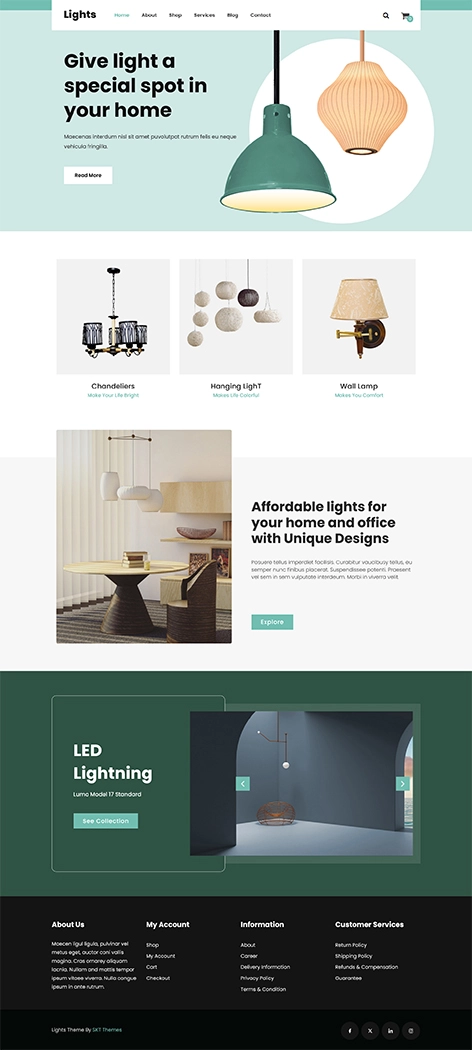 Lights - Free lightning store WordPress theme