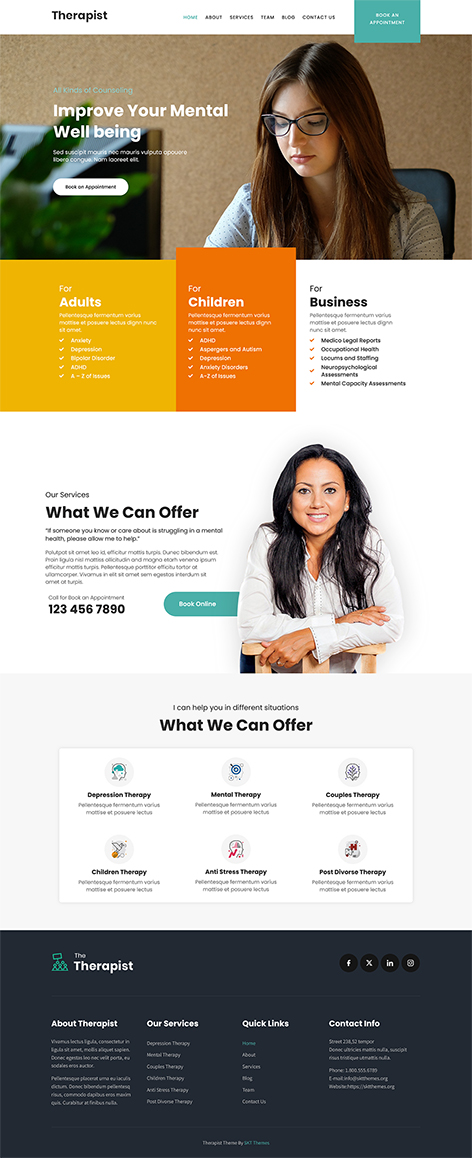 skt therapist - free hospital WordPress theme