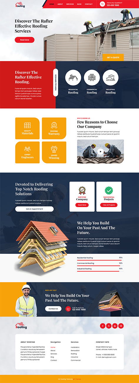 free roofing company WordPress theme