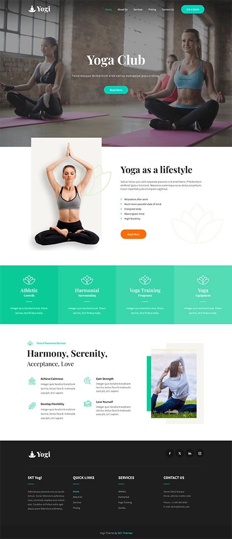 Yogi Lite - Yoga Fitness WordPress theme