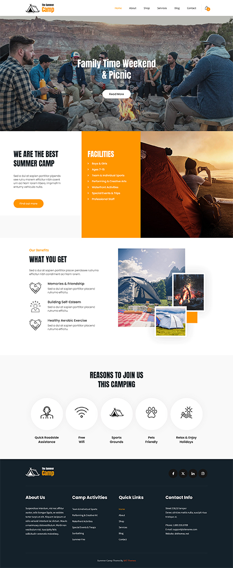 Canping Lite - Free Kids Camp WordPress theme