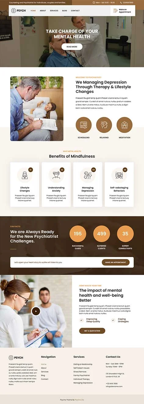 Free Psychologist WordPress Theme